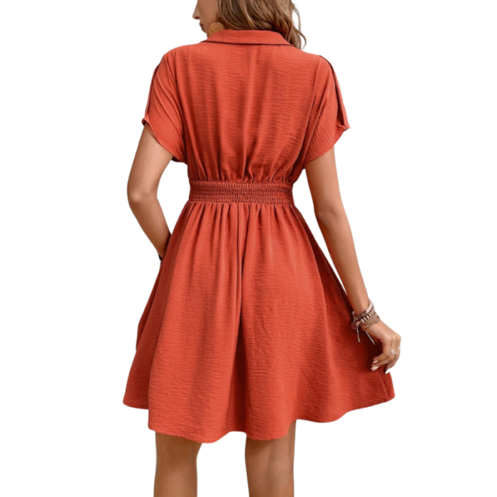 Orange a-line cinched dress